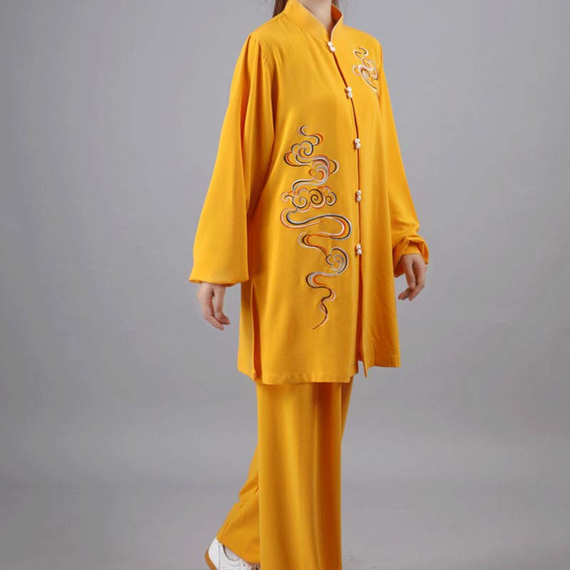 Buddha Stones Pomyślne Chmury Haft Medytacja Modlitwa Duchowy Zen Tai Chi Qigong Praktyka Unisex Zestaw Ubrań - image 10