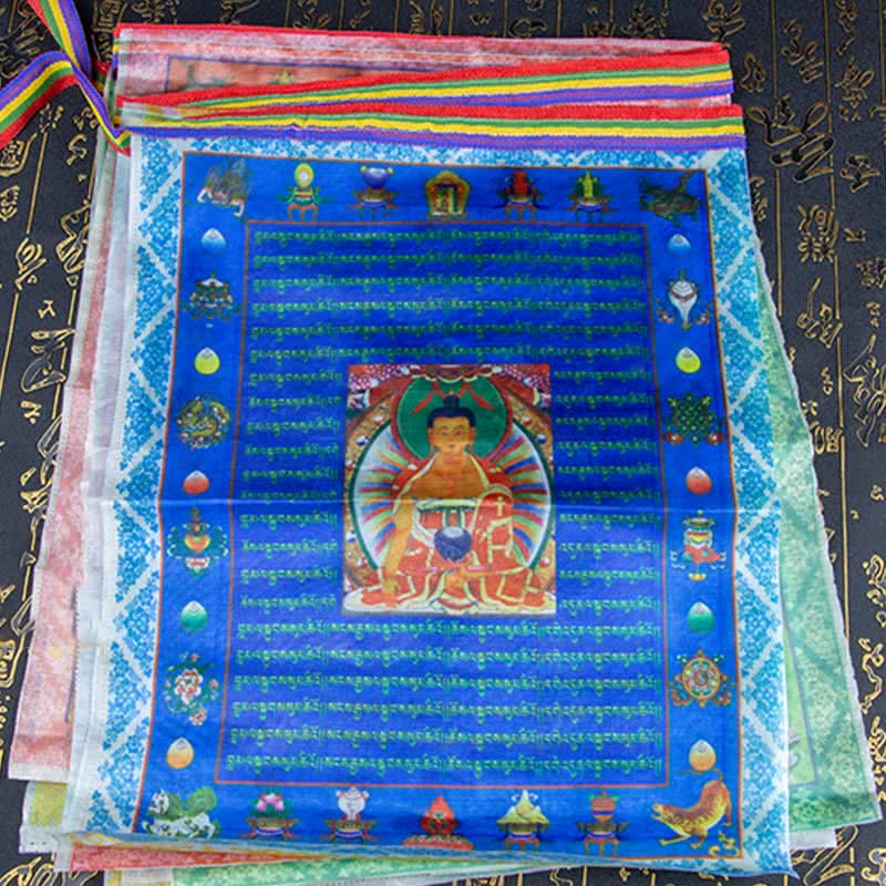 Buddha Stones Tybetańska flaga modlitewna z pięcioma kolorami Buddy Windhorse Tara, uzdrawiająca i pomyślna - image 16