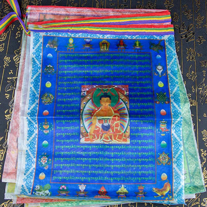 Buddha Stones Tybetańska flaga modlitewna z pięcioma kolorami Buddy Windhorse Tara, uzdrawiająca i pomyślna - image 16