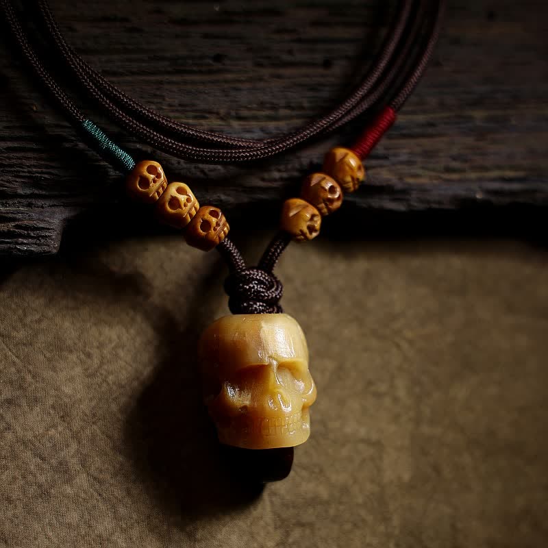 Buddha Stones Tybetański Wielbłąd Kości Czaszka Władca Trupów Las Ochrona Naszyjnik Wisiorek