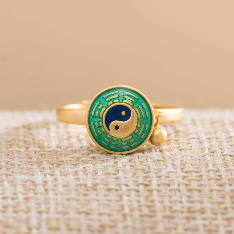 Yin Yang Miedziany Pierścień Szczęścia Bogactwa Obrotowy