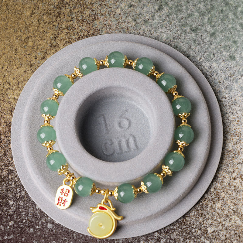Buddha Stones Rok Smoka Czerwony Agat Zielony Awenturyn Klamra Pokoju Fu Charakter Bransoletka Szczęście Fortuna