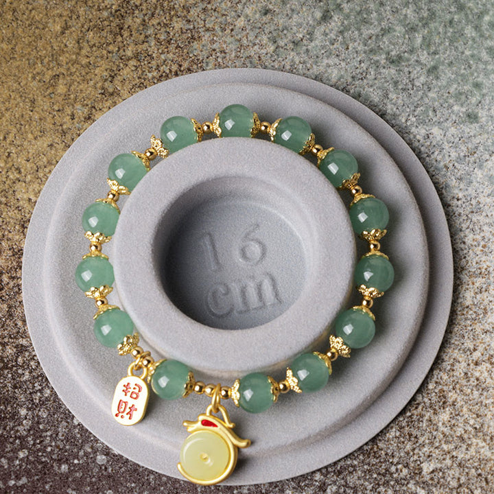 Buddha Stones Rok Smoka Czerwony Agat Zielony Awenturyn Klamra Pokoju Fu Charakter Bransoletka Szczęście Fortuna