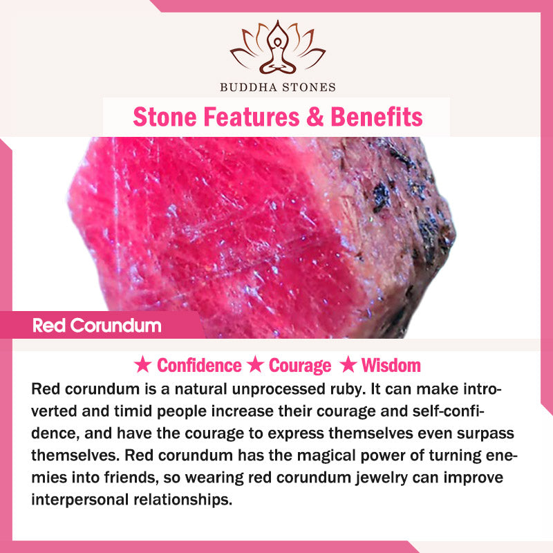 Kolczyki wiszące z okrągłym czerwonym korundem i haczykiem Buddha Stones Confidence Hook