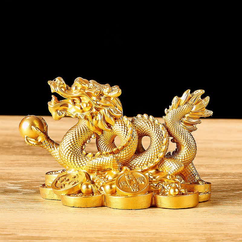 Buddha Stones Feng Shui Smok Miedziana Moneta Bogactwo Sukces Szczęście Dekoracja