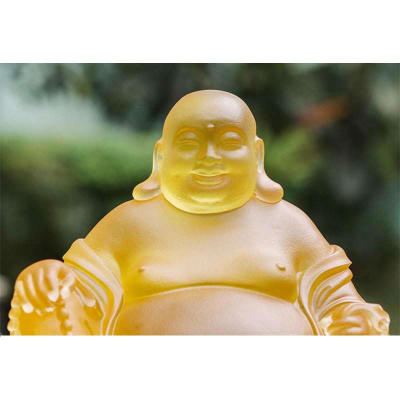 Buddha Stones Ręcznie robione Śmiejąca się Figurka Buddy Liuli Kryształowe Dzieło Sztuki Bogactwo Statua Dekoracja Domu