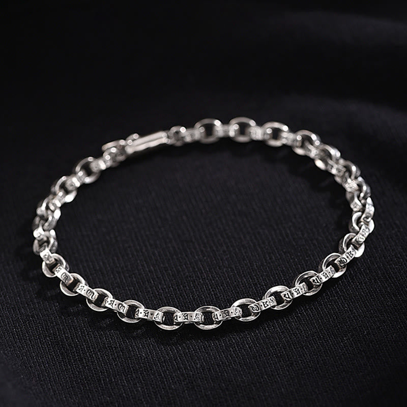 Buddha Stones 925 Srebro Sterlingowe Om Mani Padme Hum Rzeźbiony Projekt Kreatywność Metal Bransoletka - image 3