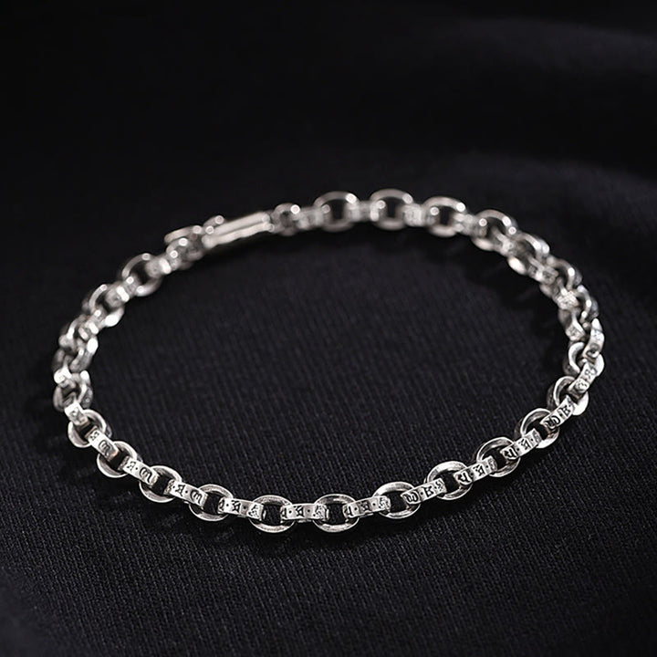 Buddha Stones 925 Srebro Sterlingowe Om Mani Padme Hum Rzeźbiony Projekt Kreatywność Metal Bransoletka - image 3