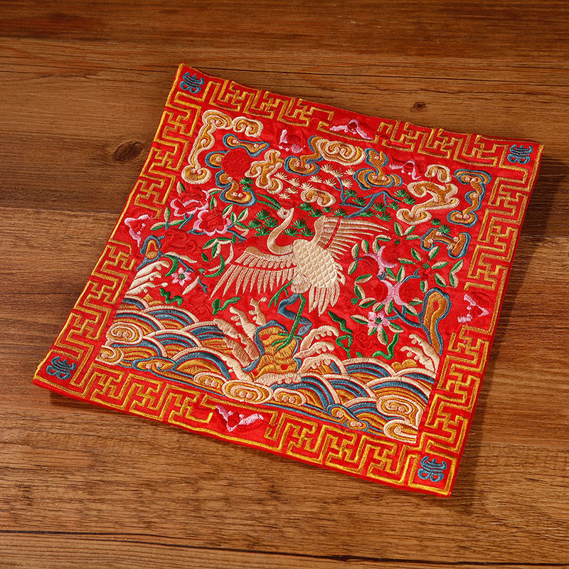Buddha Stones Feniks Smok Kirin Haftowana Podkładka Pod Kubek Pod Kubek Pod Herbatę Kwadratowa Mata Pod Herbatę Kung Fu