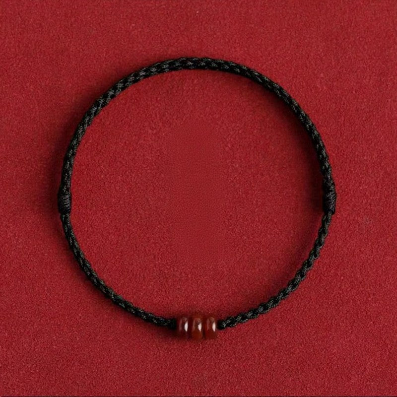 Buddha Stones Minimalistyczna bransoletka ochronna na kostkę z czerwonego agatu i koralików abakus - Czarna bransoletka na kostkę (obwód bransoletki: 17–25 cm) - image 4