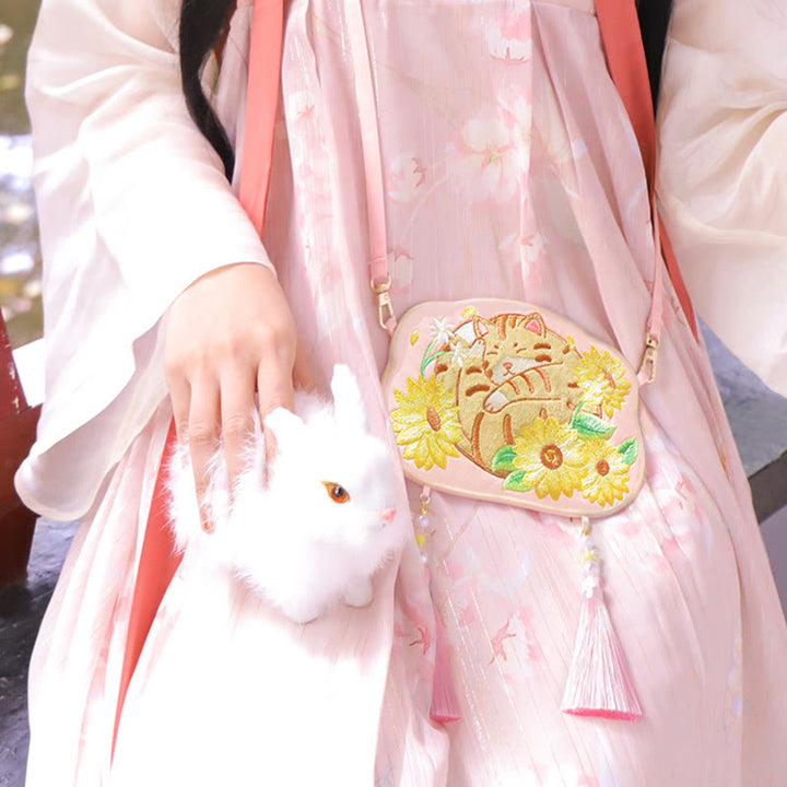 Haft Buddha Stones Szczęśliwa Panda Kot Shiba Inu Jeleń Królik Lis Kwiat Urocze Zwierzę Hanfu Torba Torebka Crossbody Torba Na Ramię