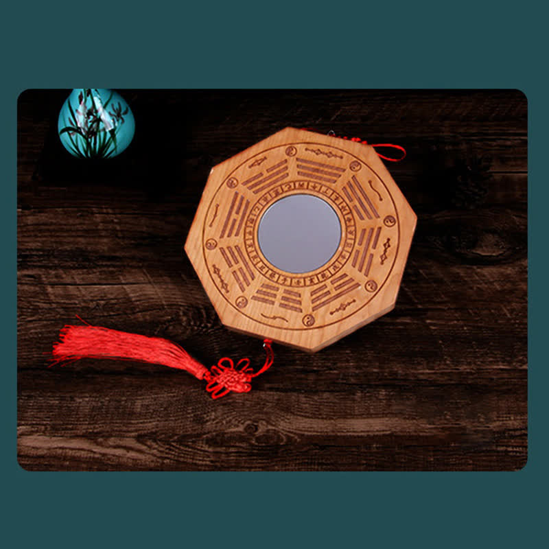 Feng Shui Bagua Mapa Peach Wood Monety Pięciu Cesarzy Chińskie Węzły Równowaga Mapa Energii Lustro - image 14