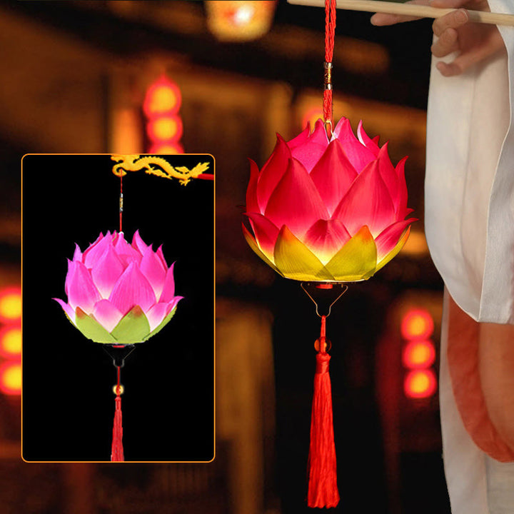 Buddha Stones DIY Kwiat Lotosu Smok Latarnia Lampa Tassel Dekoracja