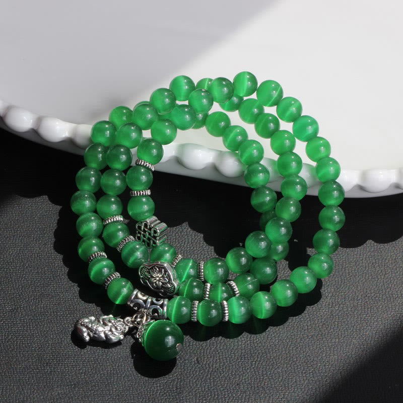 Bransoletka z potrójnym owinięciem w kocie oko PiXiu z Buddha Stones