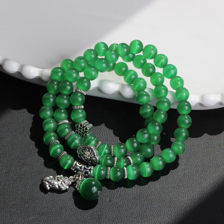 Bransoletka z potrójnym owinięciem w kocie oko PiXiu z Buddha Stones