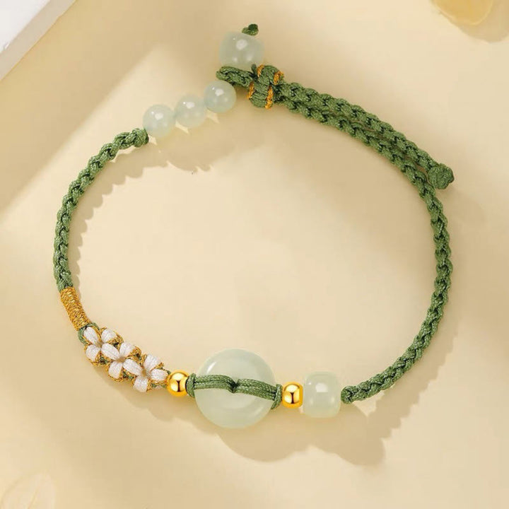 Bransoletka z zapięciami z Buddha Stones Hetian Jade Peace Buckle Luck Peach Blossom