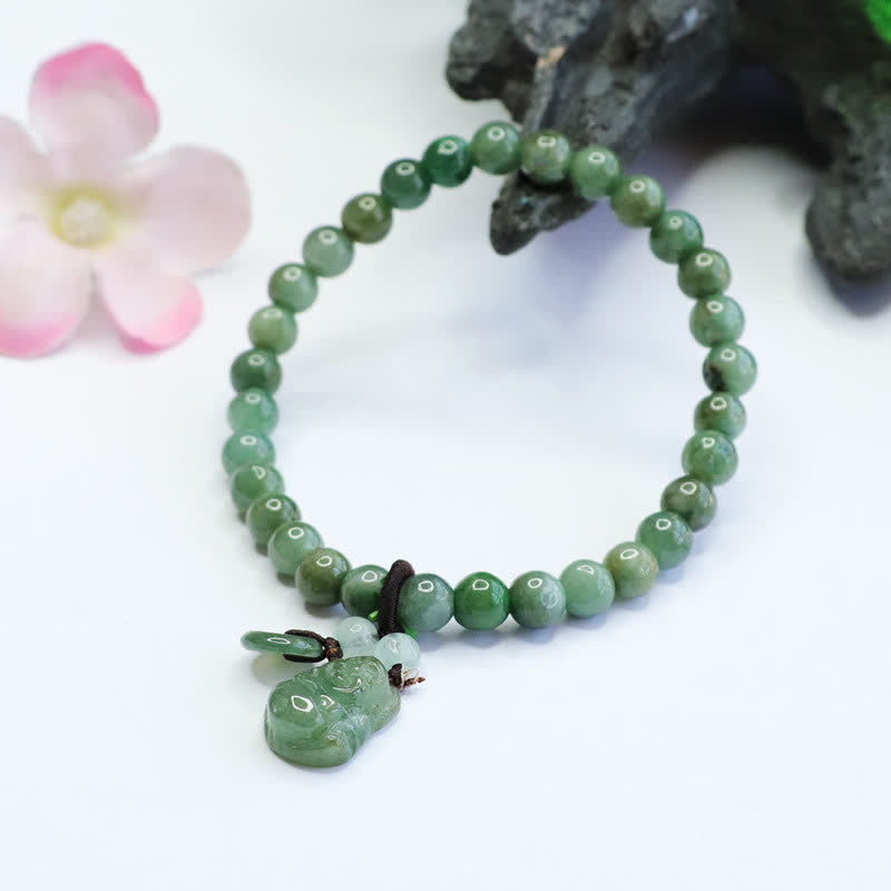 Buddha Stones Śmiejący się Budda Cyjan Jade Bransoletka lecznicza