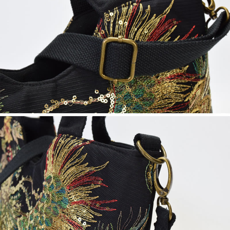 Buddha Stones Paw Dwustronna Haftowana Torba Tote Torba na Ramię Torba Crossbody