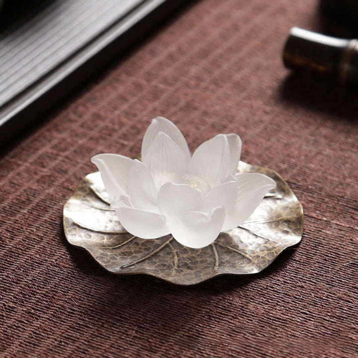 Buddha Stones Mini Lotus Liuli Kryształ Uzdrawiająca Medytacja Kadzidełko Palnik