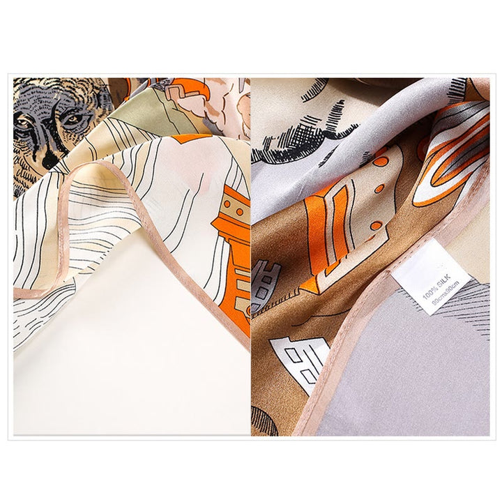 Buddha Stones Obraz olejny Miasto Śnieżna Scena Zamek Lotos 100% Jedwab Morwowy Chusta na szyję - image 12