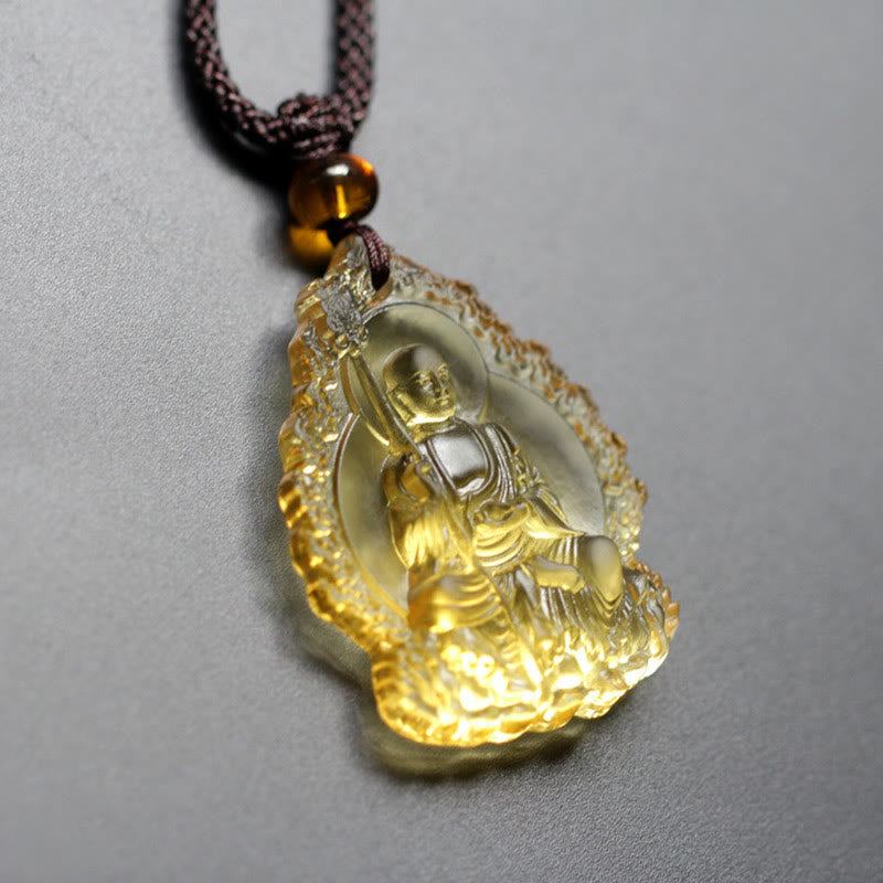 Buddha Stones Ksitigarbha Budda Liuli Kryształowy Amulet Spokoju Naszyjnik Wisiorek