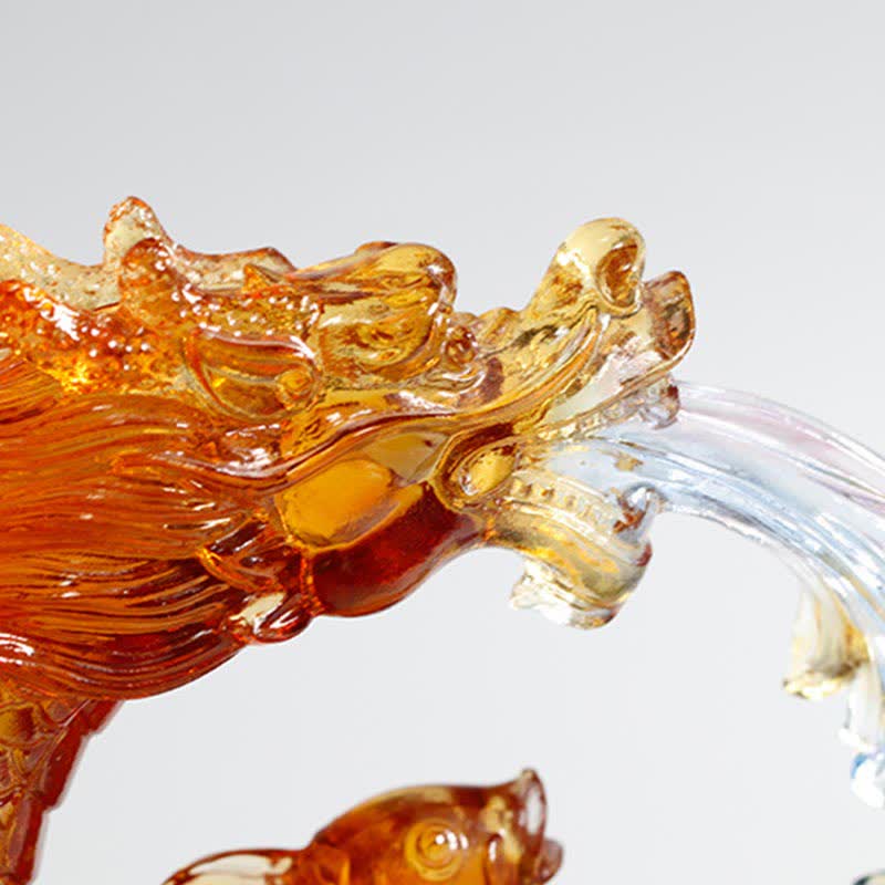 Buddha Stones Feng Shui Smok Koi Ryba Ręcznie Liuli Kryształ Sztuka Dekoracja Domu Biuro - image 5