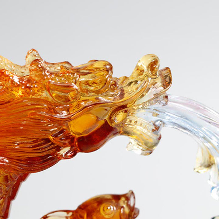 Buddha Stones Feng Shui Smok Koi Ryba Ręcznie Liuli Kryształ Sztuka Dekoracja Domu Biuro - image 5