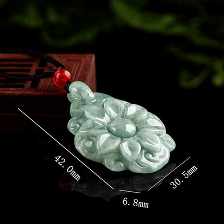 Buddha Stones Naturalny Jade Kalanchoe blossfeldiana Kwiat Wzór Naszyjnik Szczęścia Wisiorek