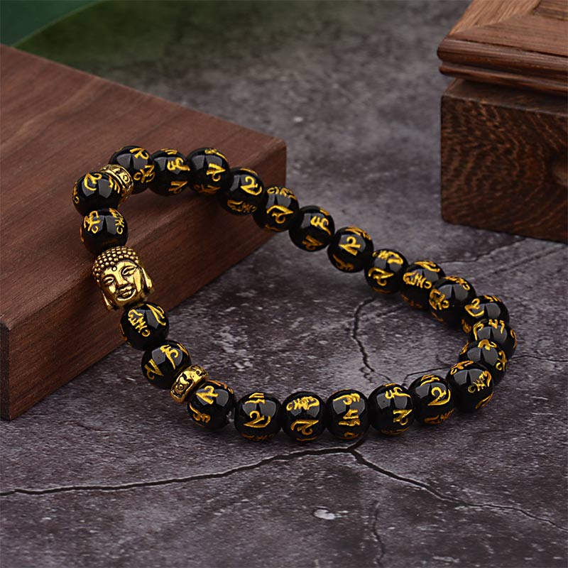 Bransoletka z amuletem z Buddha Stones i mantrą buddyjską