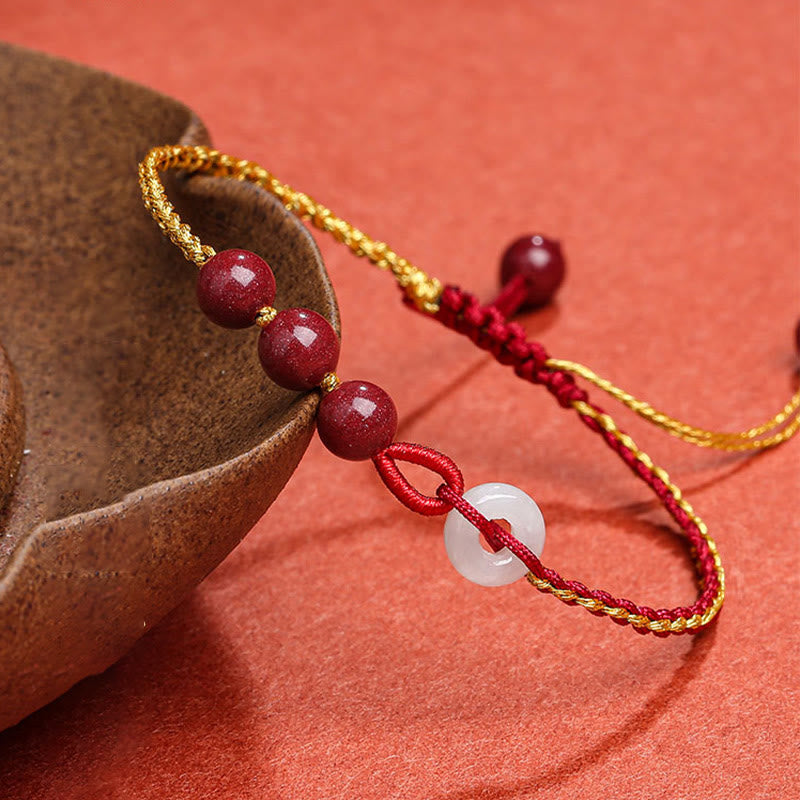 Bransoletka z zapięciem Peace Buckle z Buddha Stones Natural Cinnabar Jade
