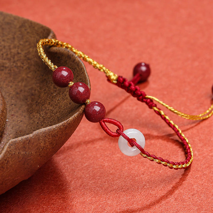 Bransoletka z zapięciem Peace Buckle z Buddha Stones Natural Cinnabar Jade