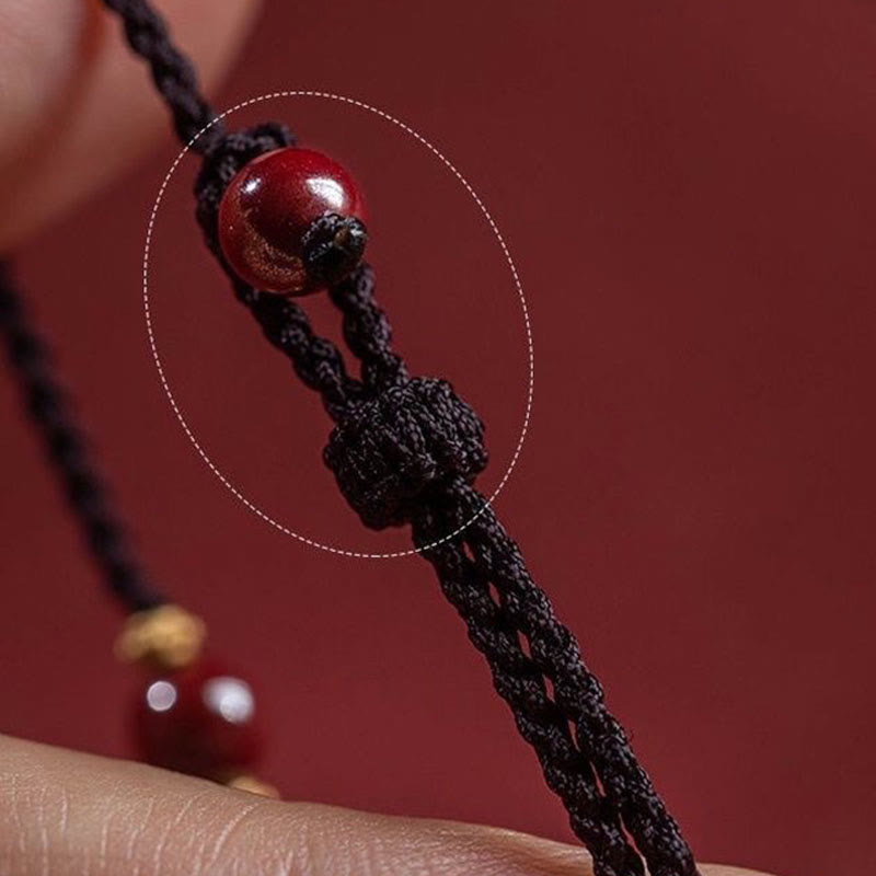 Buddha Stones Cynobrowe Koraliki Fu Charakter Urok Błogosławieństwo Bransoletka z Plecionego Sznurka