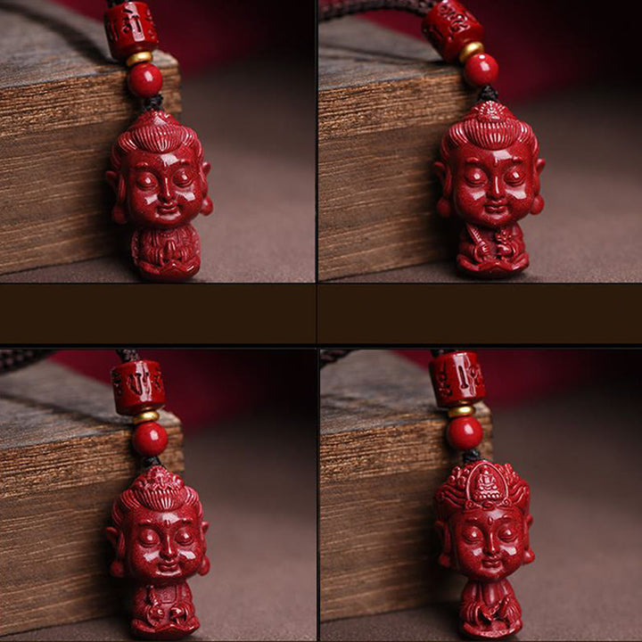 Buddha Stones Chiński Zodiak Natal Budda Naturalny Cynober Amulet Trzymający Z Daleka Złe Duchy Naszyjnik Wisiorek