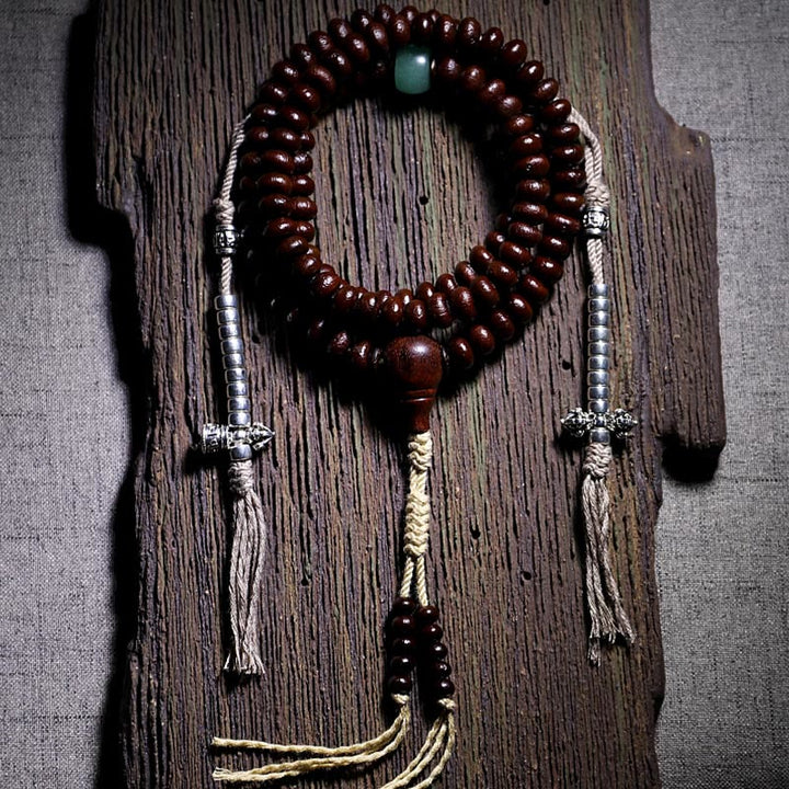Buddha Stones Naturalne Tybet 108 Mala Koraliki Fioletowe Nasiona Bodhi Trójoki Koralik Dzi Miedziana Bransoletka Harmonii Dorje