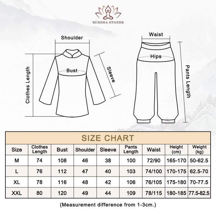 Buddha Stones Medytacja Modlitwa Duchowa Praktyka Zen Jednolity Ubiór Męski Zestaw - image 12