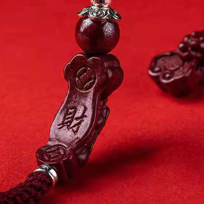 Buddha Stones Ręcznie robione PiXiu Cinnabar Wealth Luck Bransoletka pleciona