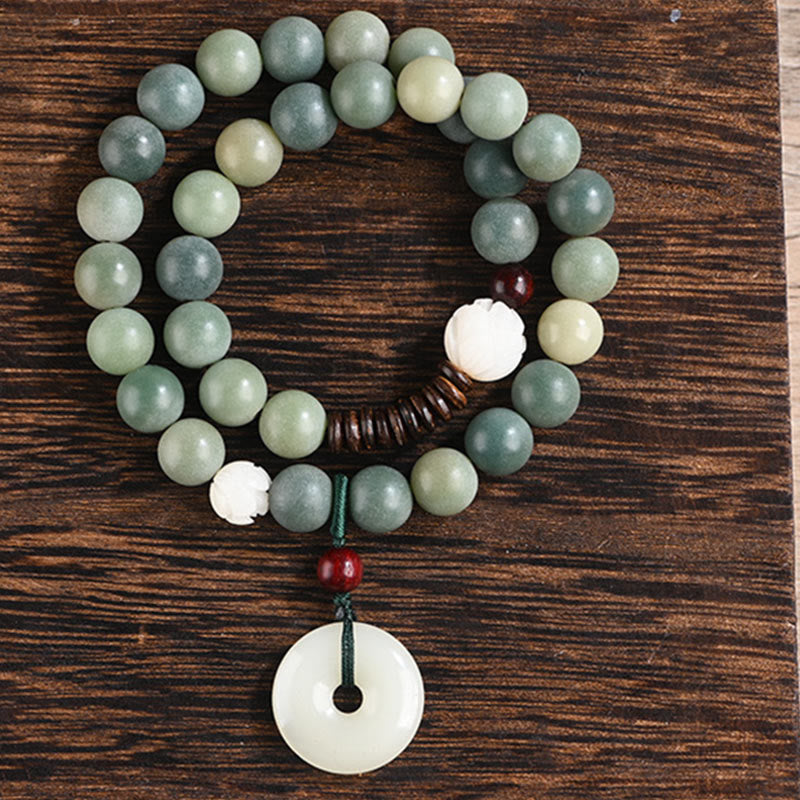 Bransoletka Buddha Stones Cyan Bodhi Nasiona Lotosu Jadeit Spokój Klamra Mądrość Podwójne Owijanie
