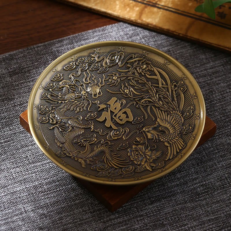 Buddha Stones Lotos Smok Feniks Osiem Pomyślnych Symboli Stop Cynkowy Uchwyt Na Kadzidełka Uzdrawiający Kadzielnica Dekoracja - Brązowy Smok Feniks (Bez Otworu Na Kadzidło) - image 9