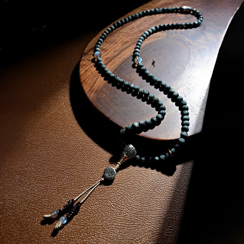 Buddha Stones 925 Srebro Sterling 108 Koraliki Mala Kamień Orle Oko Kamień Księżycowy Pozytywna Bransoletka