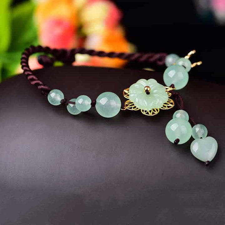 Buddha Stones Kwiat Jadeit Motyl Szczęście Obfitość Charm Anklet