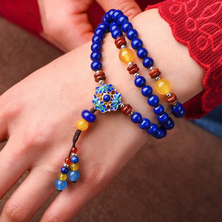 Bransoletka Buddha Stones Lazurite Yellow Agat Positive