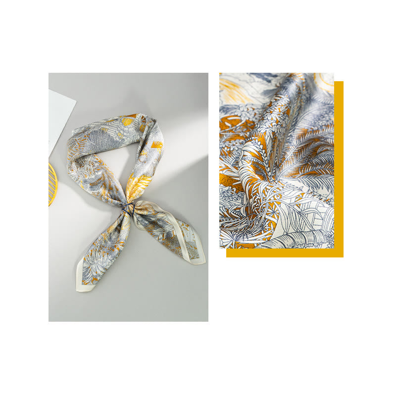 Kamienie Buddha Stones Dżungla Olej Malarstwo Pomyślne Chmury 100% Jedwabny Szalik Morwowy Premium Grade 6A Dwustronny Jedwabny Szalik na Szyję - image 6