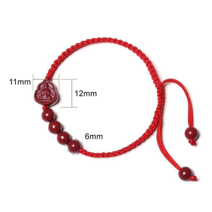 Buddha Stones Śmiejący się Budda Awalokiteśwara Cinnabar Błogosławieństwo Sznurkowa bransoletka