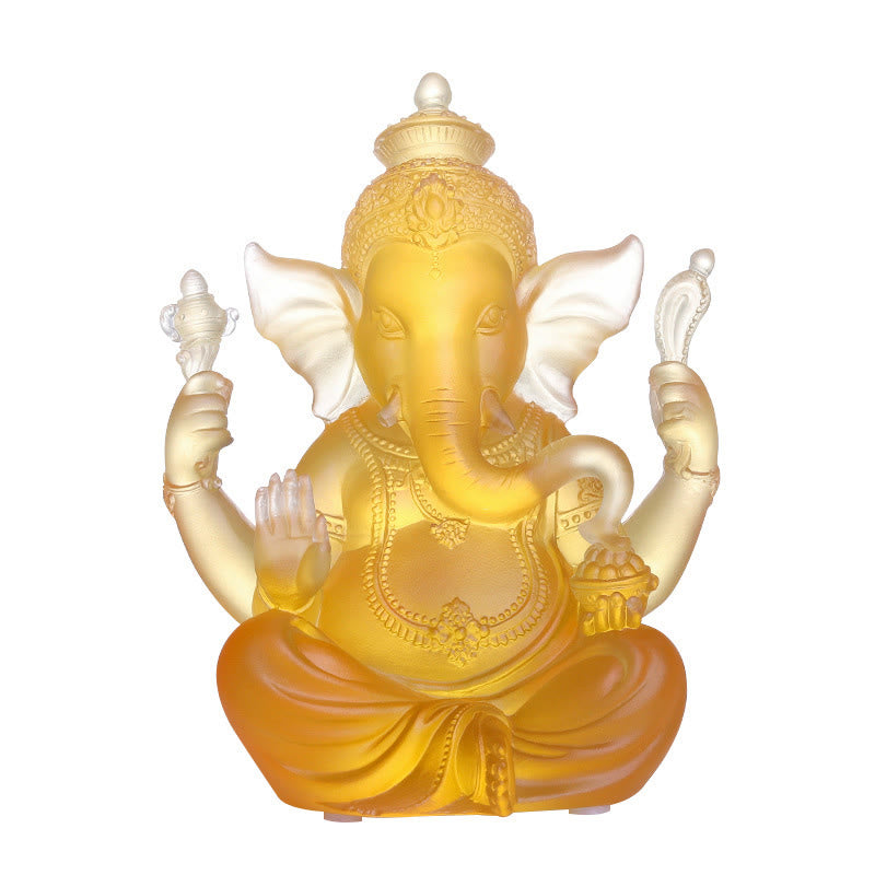 Buddha Stones ręcznie robione Ganesh Ganpati figurka słonia Liuli kryształowe dzieło sztuki ochrona statua dekoracja domu - image 7