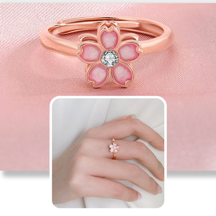 Buddha Stones 925 Srebro Sterlingowe Bransoletka Błogosławieństwo Kwiat Wiśni Obrotowy Łańcuszek Pierścień - image 20