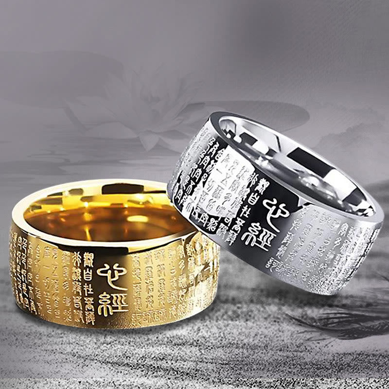 Buddha Stones FengShui Buddyzm Starożytny Sutra Serca Pierścień Szczęścia - image 0