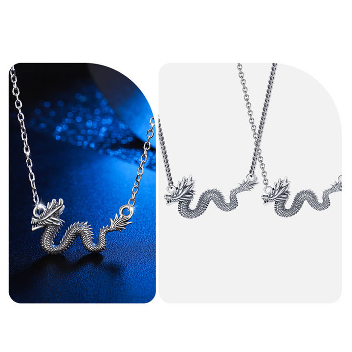 Buddha Stones 925 Srebro Sterlingowe Rok Smoka Pomyślny Łańcuch Ochronny Smoka Naszyjnik Wisiorek - image 8