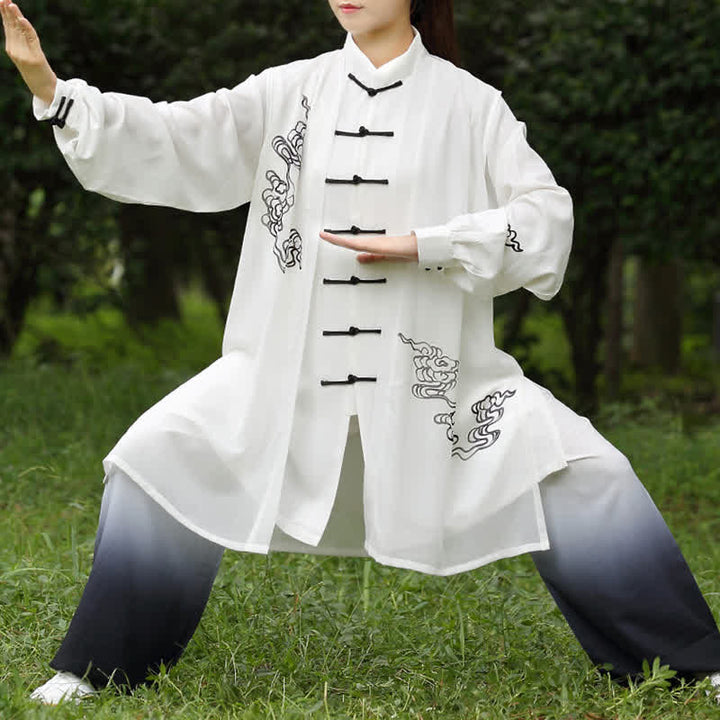 Buddha Stones Pomyślne Chmury Gradient Medytacja Modlitwa Duchowy Zen Tai Chi Qigong Praktyka Zestaw Ubrań Damskich - image 0