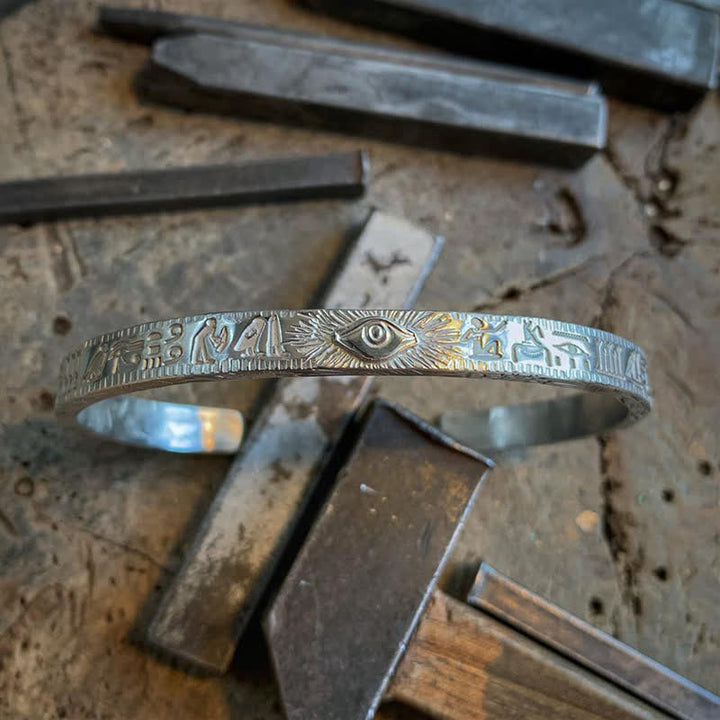 Buddha Stones Oko Horusa Ochrona Miedziana Bransoletka Mankietowa Bangle