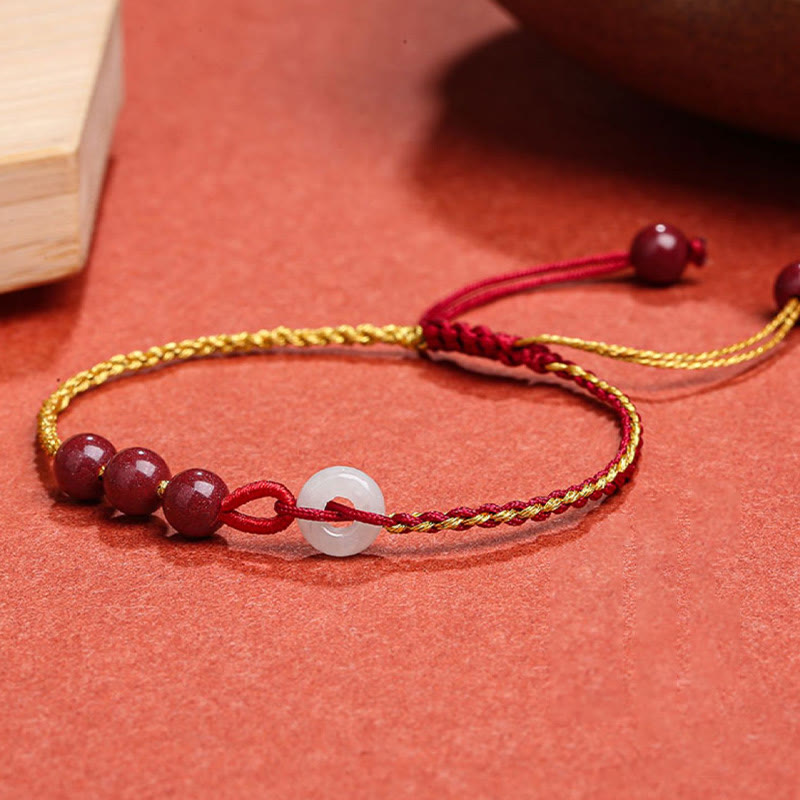 Bransoletka z zapięciem Peace Buckle z Buddha Stones Natural Cinnabar Jade